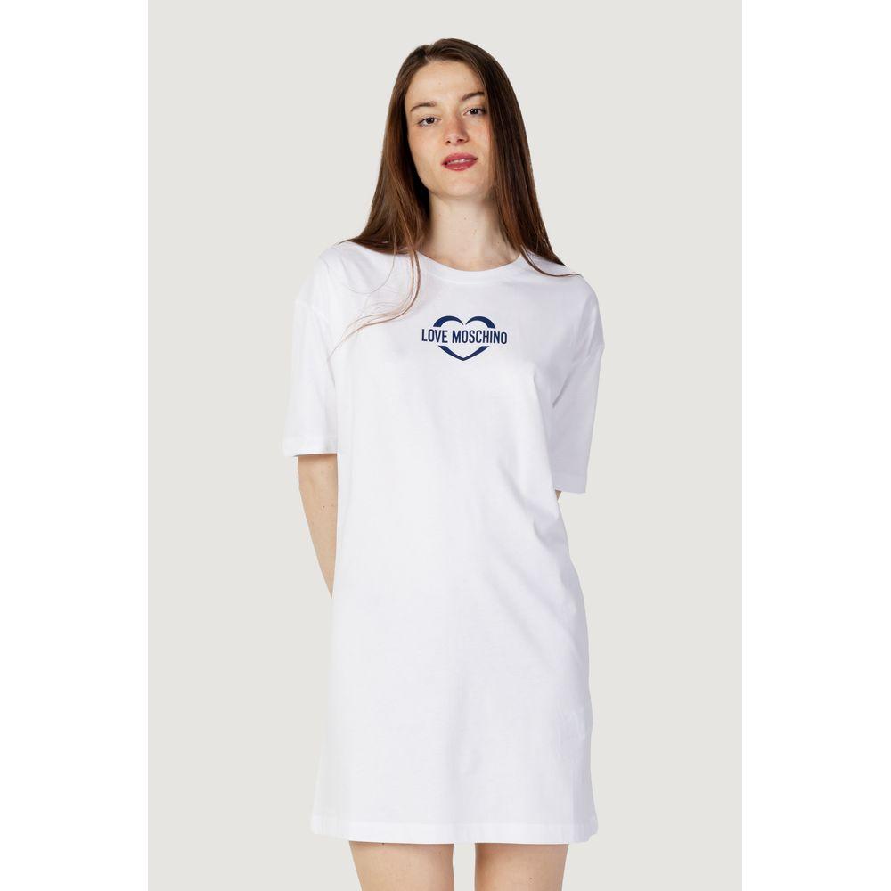 Love Moschino White Cotton Dress Love Moschino