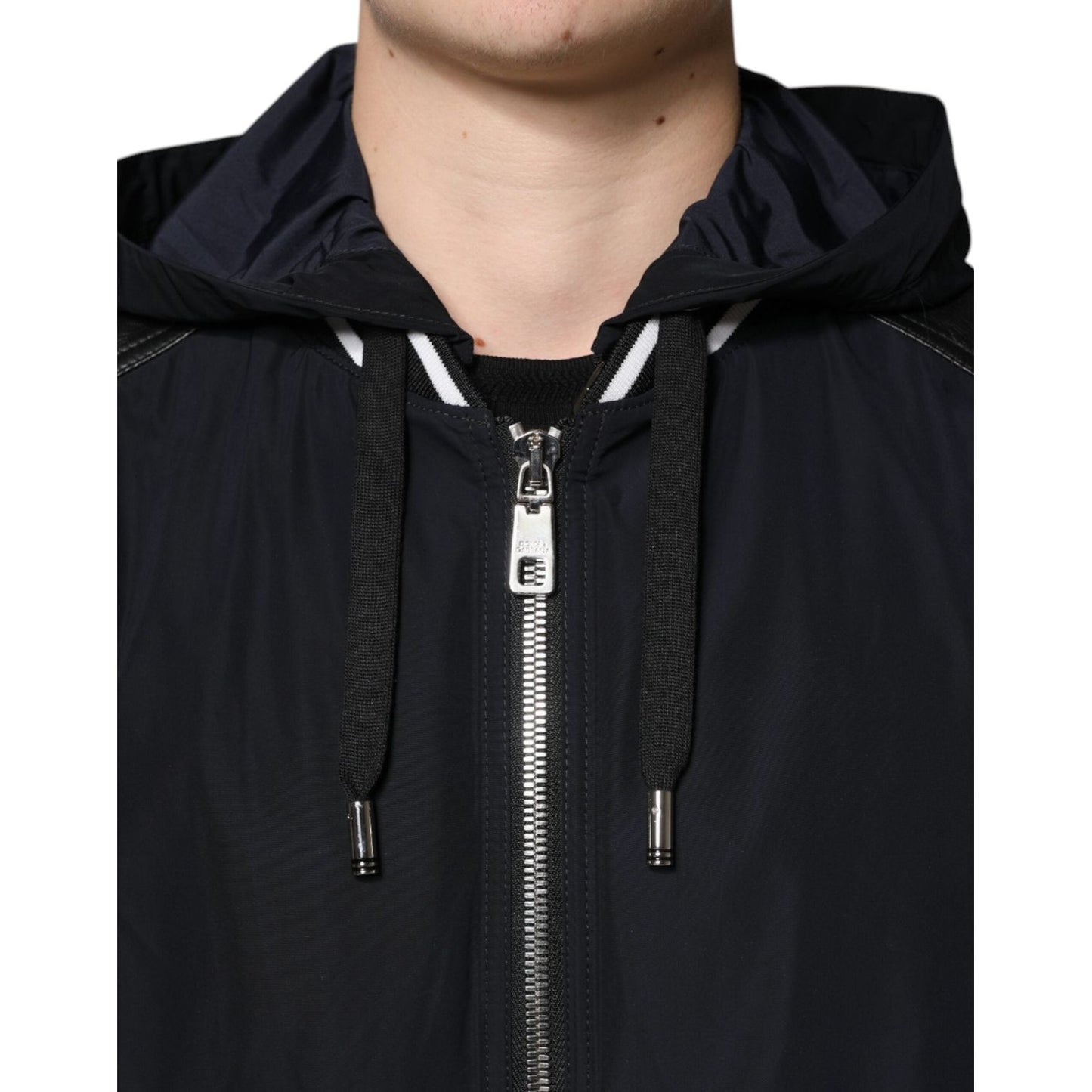 Dolce & Gabbana Black Hooded Full Zip Men Bomber Jacket Dolce & Gabbana