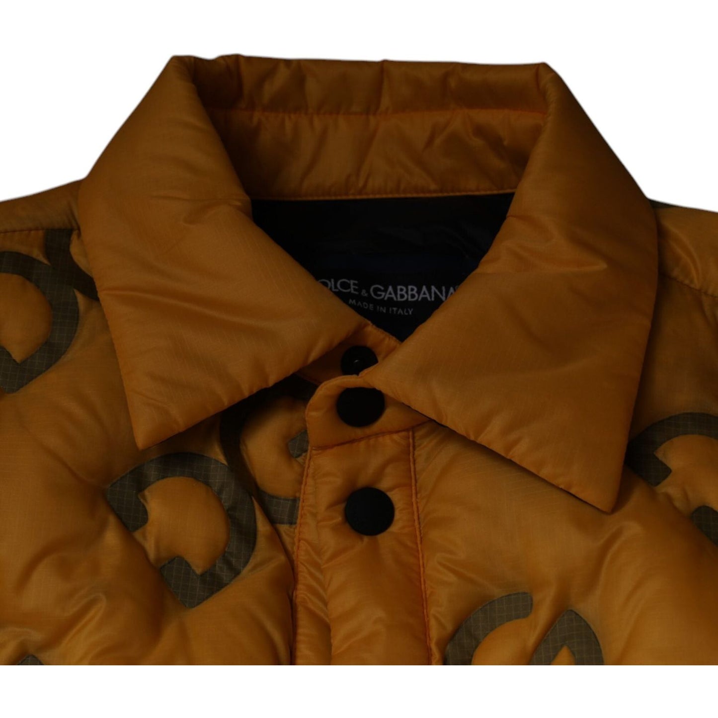 Dolce & Gabbana Yellow Logo Padded Buttoned Blouson Jacket Dolce & Gabbana