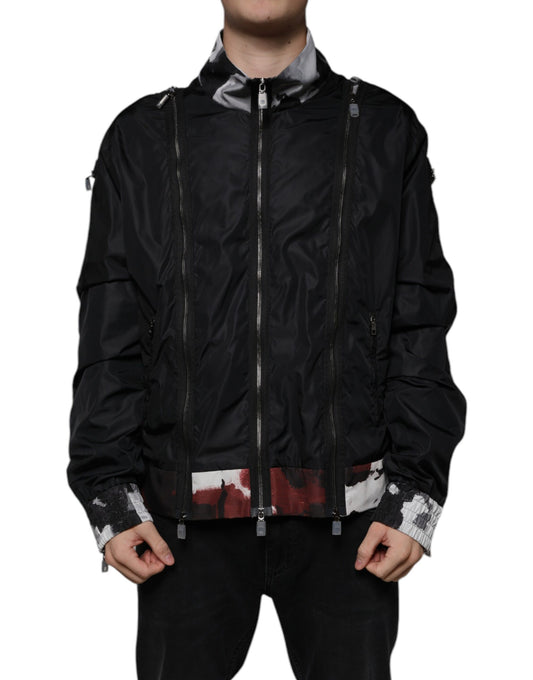 Dolce & Gabbana Black Nylon Full Zip Men Bomber Jacket Dolce & Gabbana