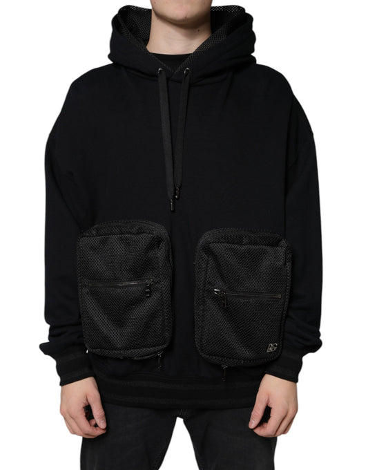 Dolce & Gabbana Black Hooded Pullover Men Sweatshirt Sweater Dolce & Gabbana