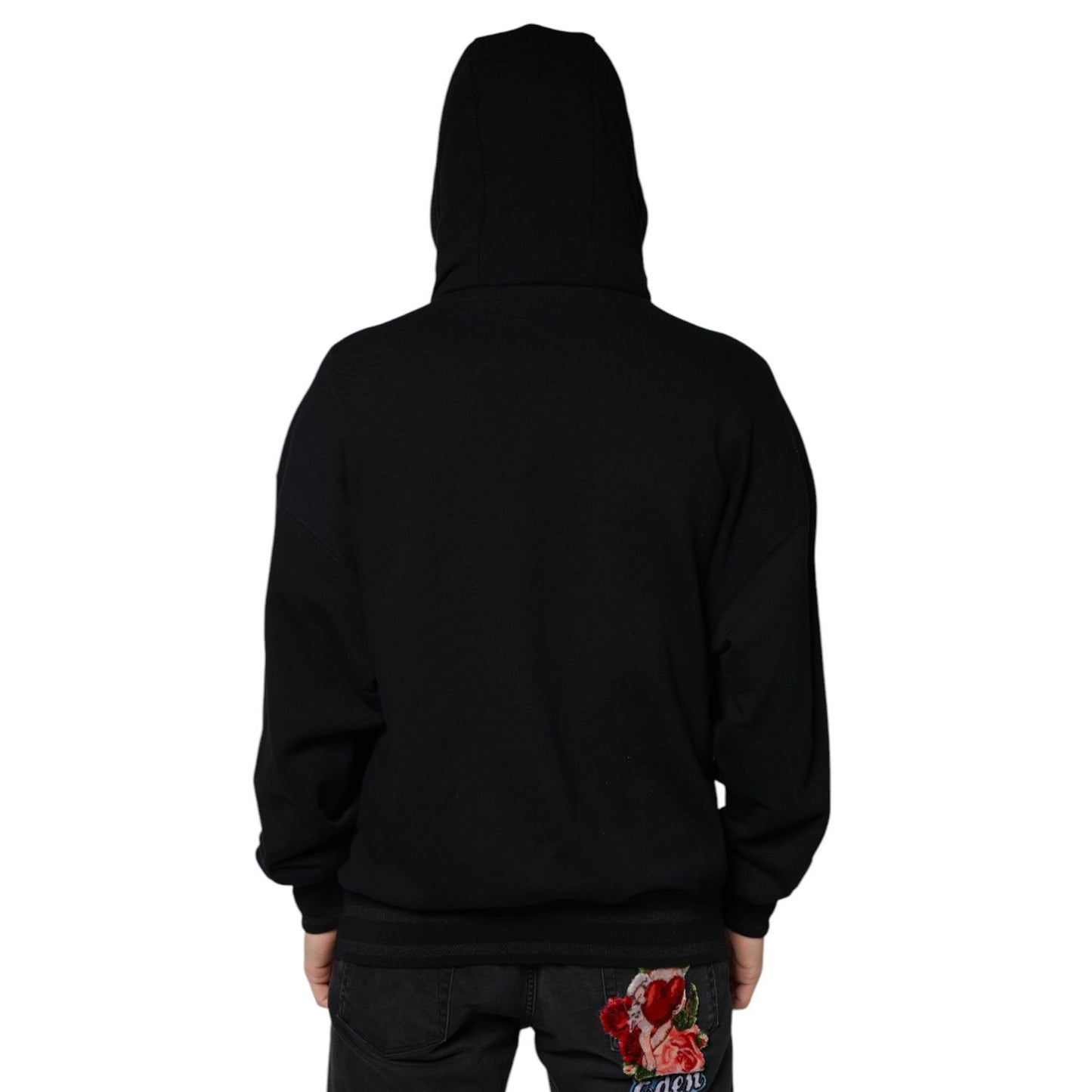 Dolce & Gabbana Black Hooded Pullover Men Sweatshirt Sweater