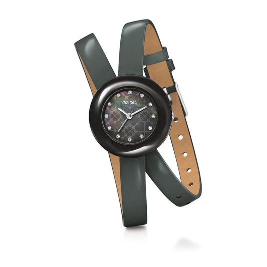 Folli Follie Black Leather Watch Folli Follie