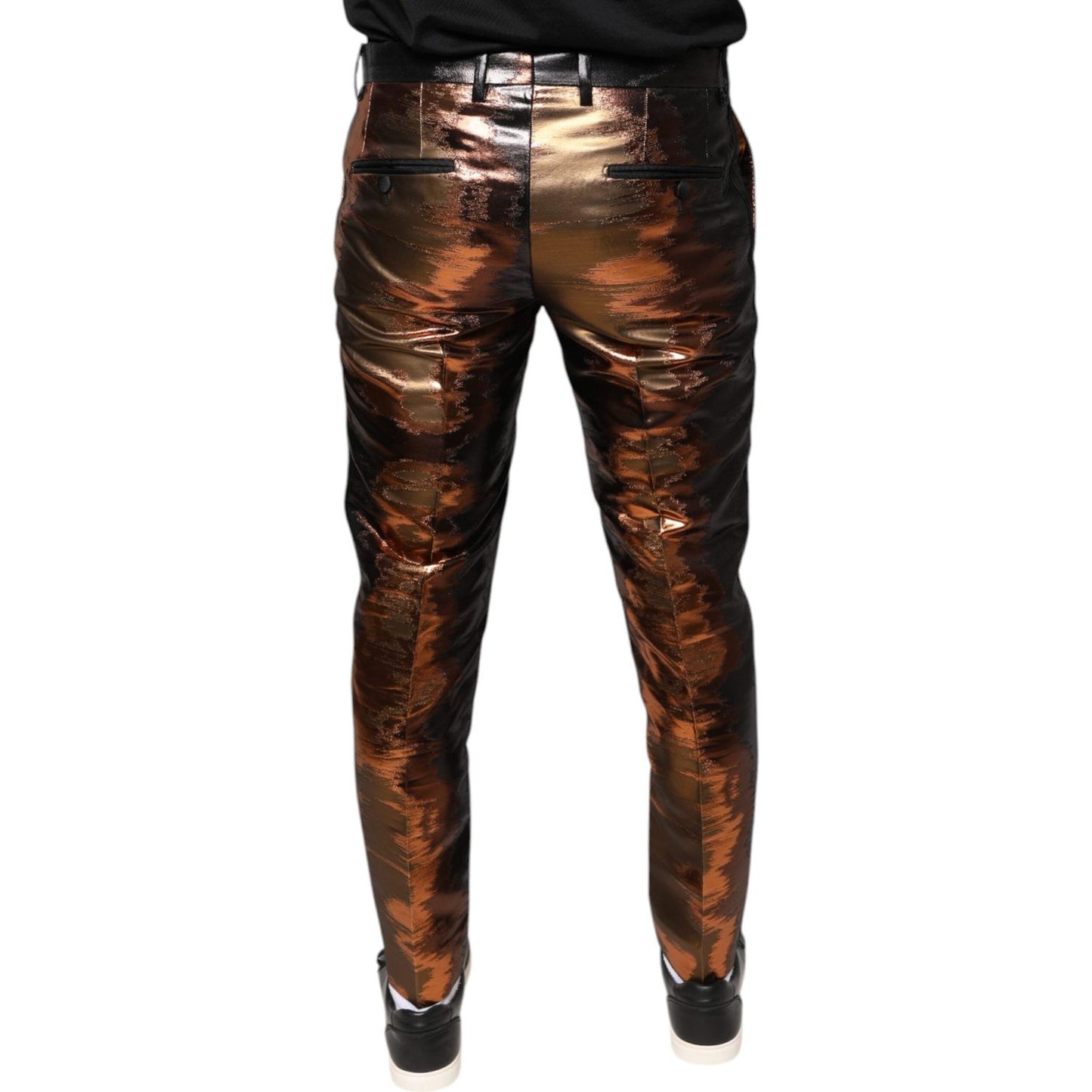 Dolce & Gabbana Multicolor Jacquard Skinny Men Pants Dolce & Gabbana Black