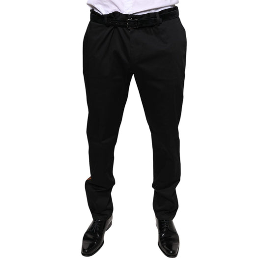 Dolce & Gabbana Black Cotton Stretch Skinny Men Dress Pants