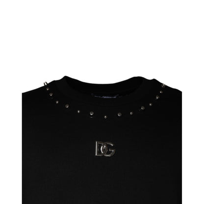 Dolce & Gabbana Black Logo Stud Pullover Sweatshirt Sweater