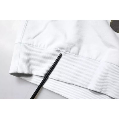 Dolce & Gabbana White Caesar Cotton Hooded Pullover Sweater