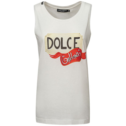 Dolce & Gabbana White Cotton Tops & T-Shirt Dolce & Gabbana