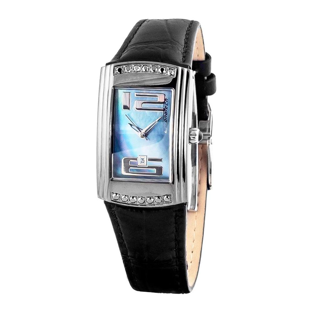 Chronotech Black Leather Watch Chronotech Dark Slate Gray