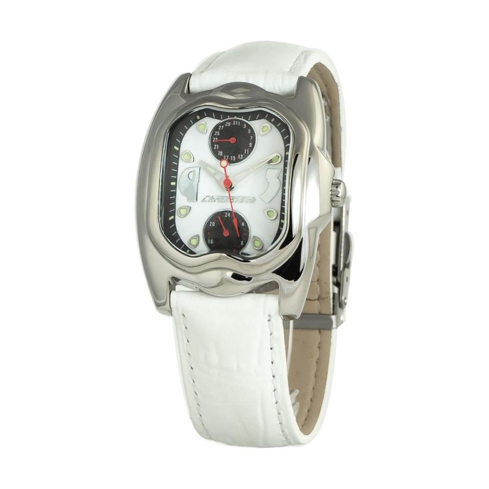 Chronotech White Leather Watch Chronotech Light Gray