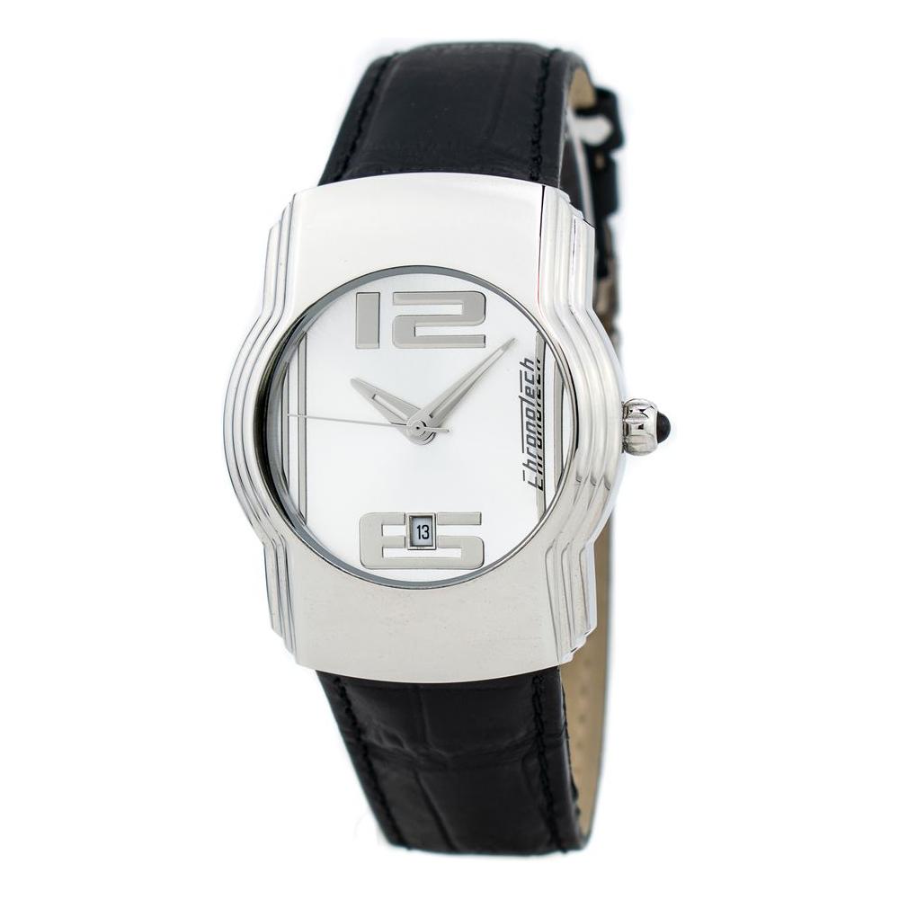 Chronotech Black Leather Watch Chronotech Dark Slate Gray