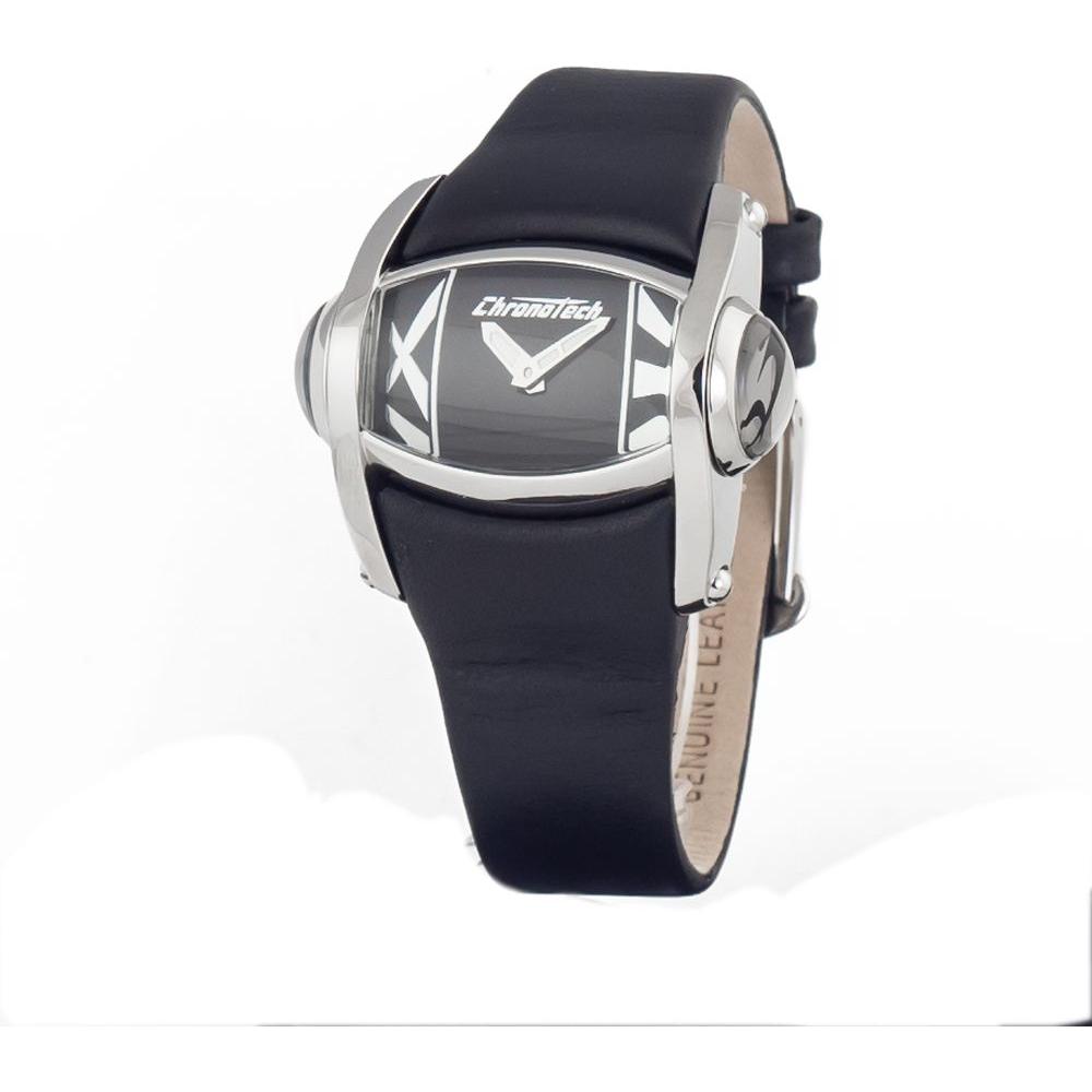 Chronotech Black Leather Watch Chronotech Dark Slate Gray
