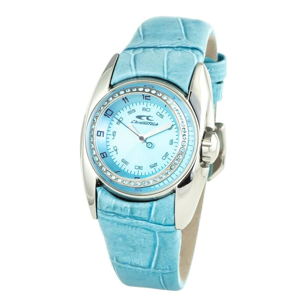 Chronotech Blue Leather Watch Chronotech Powder Blue