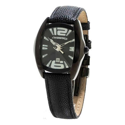 Chronotech Black Leather Watch Chronotech Dark Slate Gray