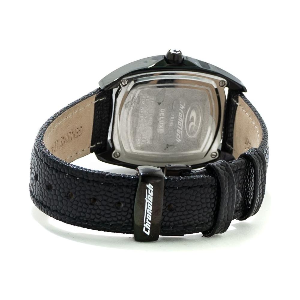 Chronotech Black Leather Watch Chronotech Dark Slate Gray
