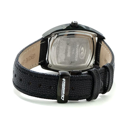 Chronotech Black Leather Watch Chronotech Dark Slate Gray