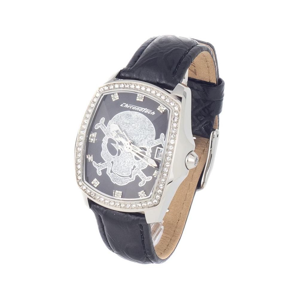 Chronotech Black Leather Watch Chronotech Gray