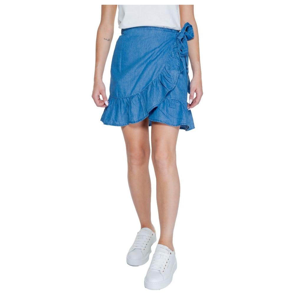 Only Light Blue Cotton Skirt Only Steel Blue