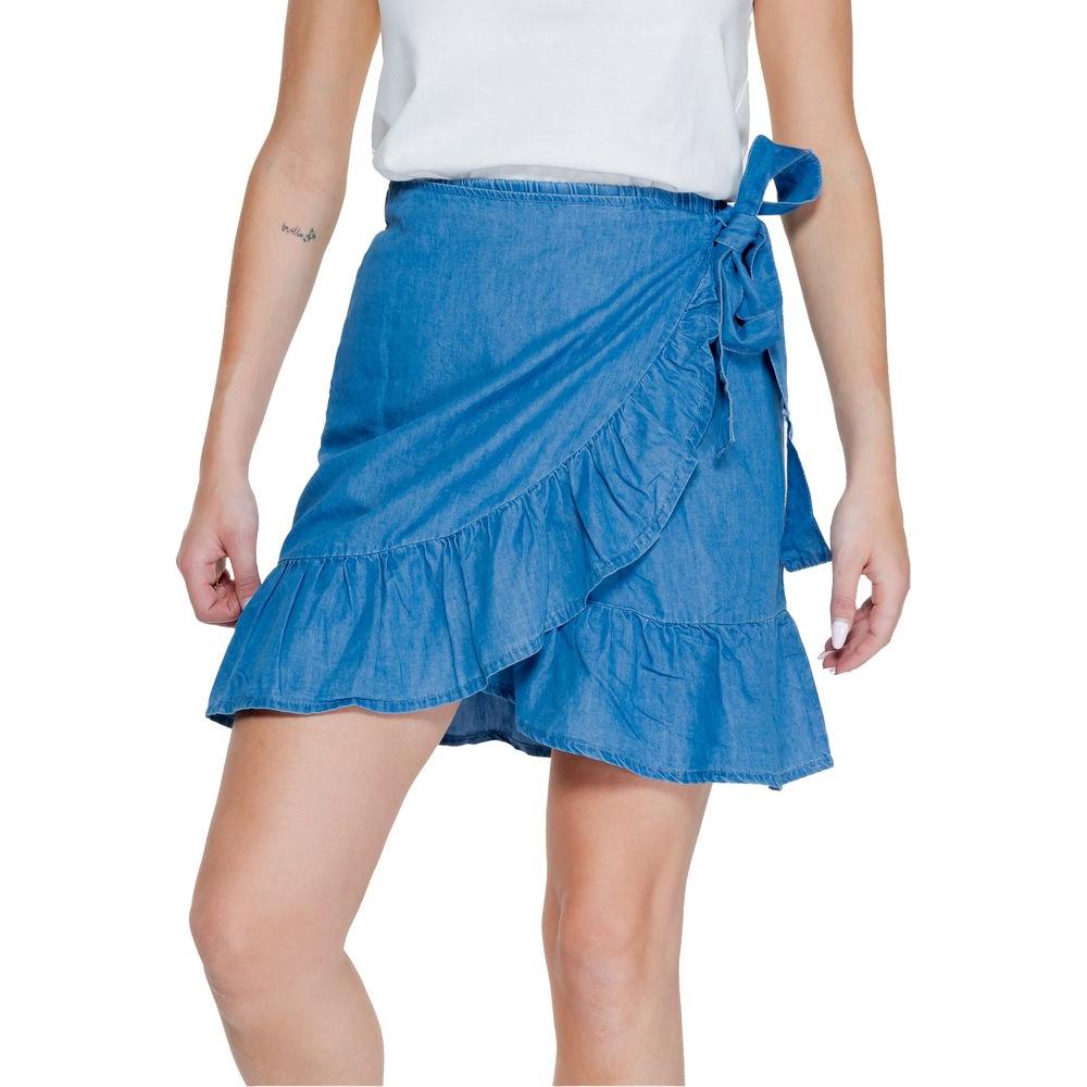Only Light Blue Cotton Skirt Only Steel Blue