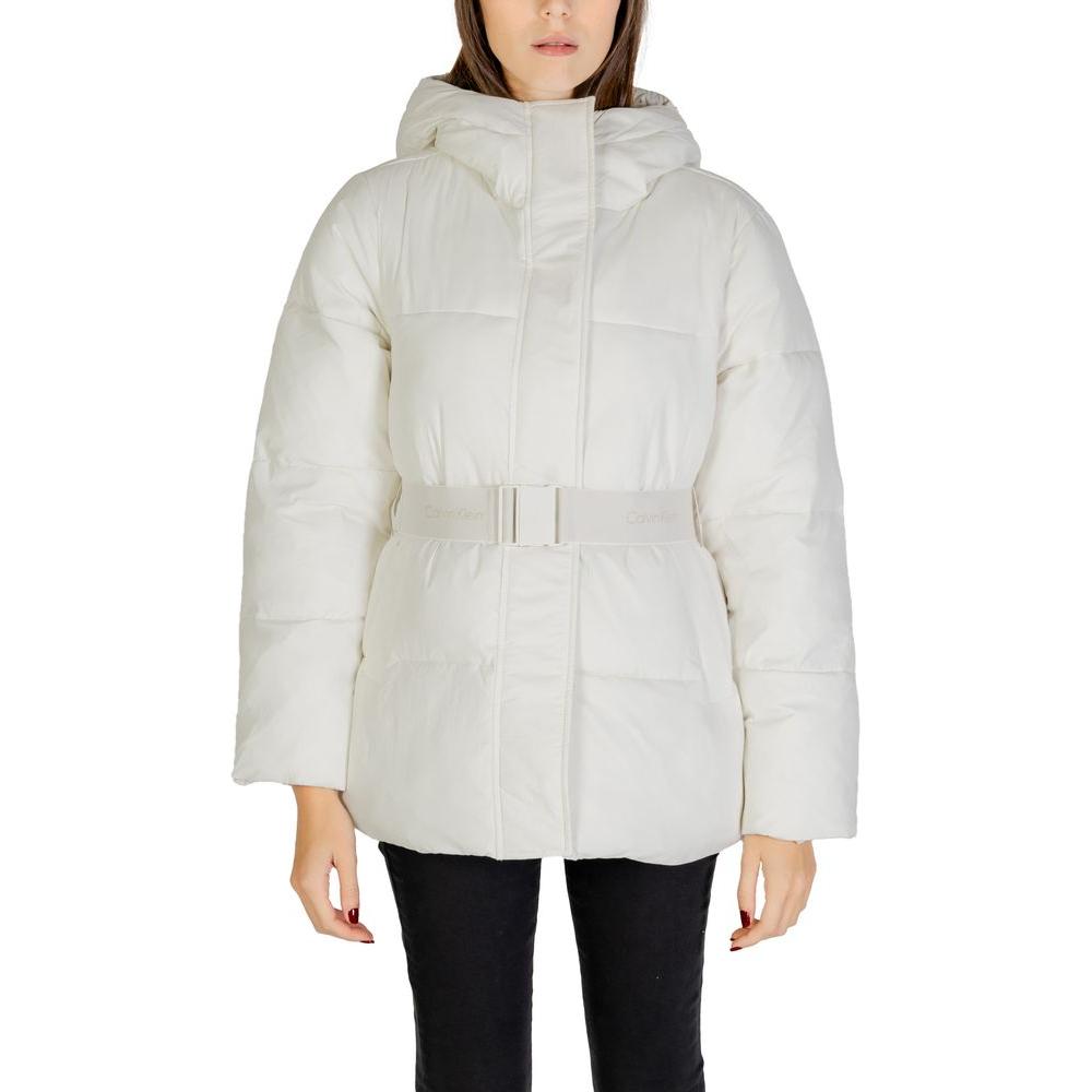 Calvin Klein Jeans Cream Nylon Jackets & Coat Calvin Klein Jeans Light Gray