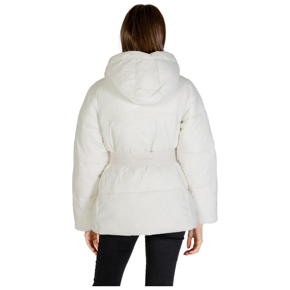 Calvin Klein Jeans Cream Nylon Jackets & Coat Calvin Klein Jeans Light Gray