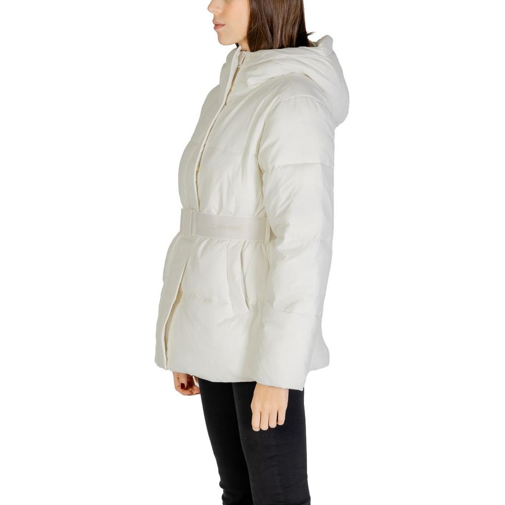 Calvin Klein Jeans Cream Nylon Jackets & Coat Calvin Klein Jeans Light Gray