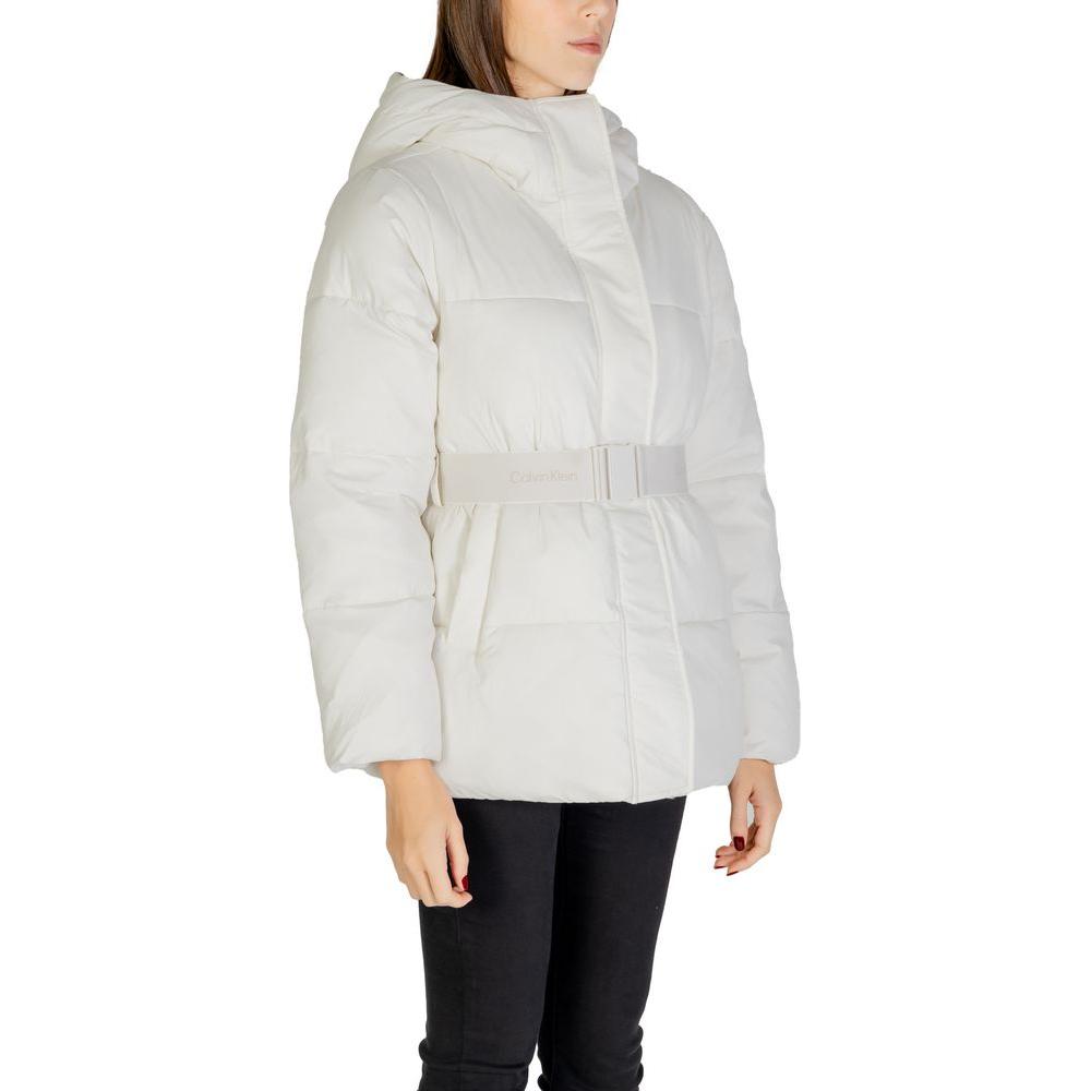 Calvin Klein Jeans Cream Nylon Jackets & Coat Calvin Klein Jeans Light Gray