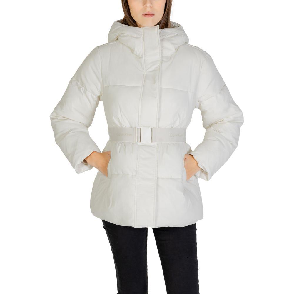 Calvin Klein Jeans Cream Nylon Jackets & Coat Calvin Klein Jeans Light Gray