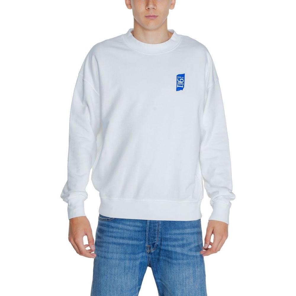 Replay White Cotton Sweater Replay Light Gray