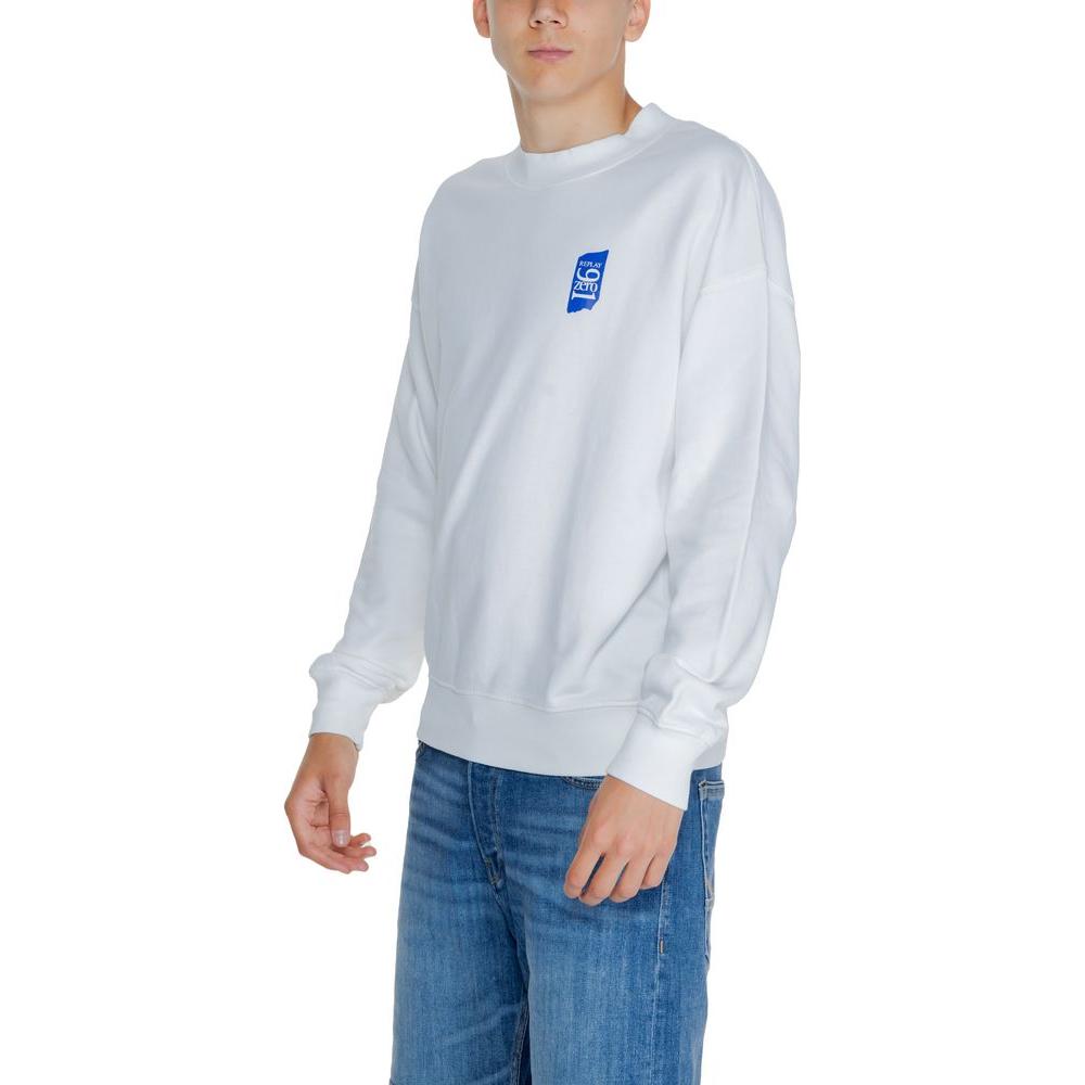 Replay White Cotton Sweater Replay Light Gray