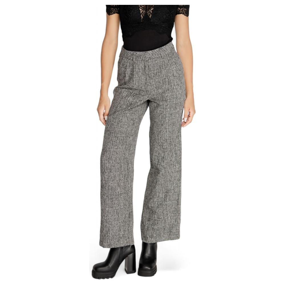 Vila Clothes Black Recycled Polyester Jeans & Pant Vila Clothes Slate Gray