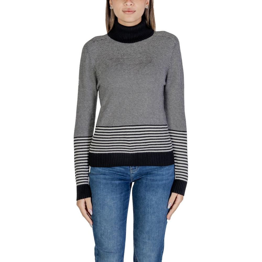 Sandro Ferrone Black And White Viscose Sweater Sandro Ferrone Dim Gray