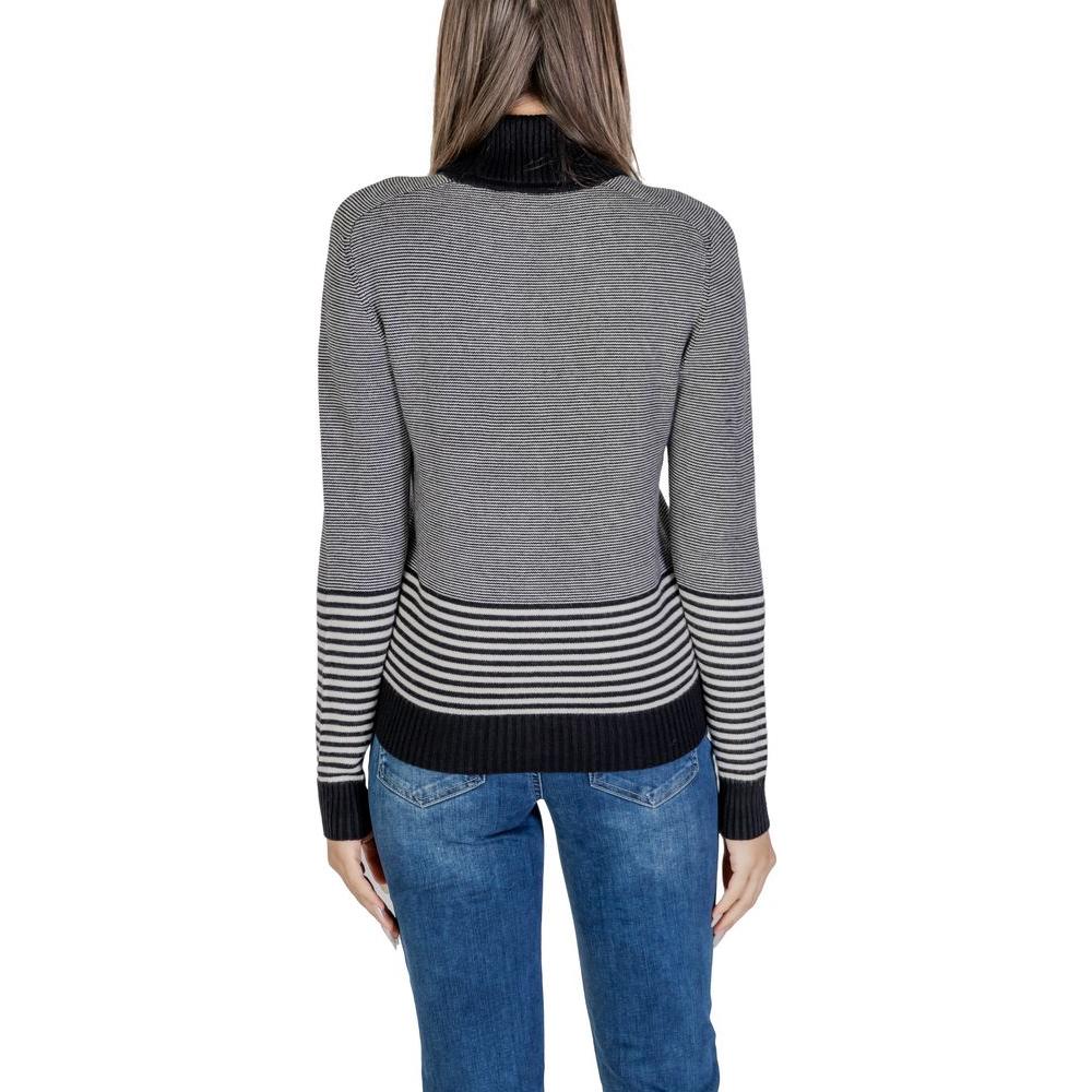 Sandro Ferrone Black And White Viscose Sweater Sandro Ferrone Dim Gray