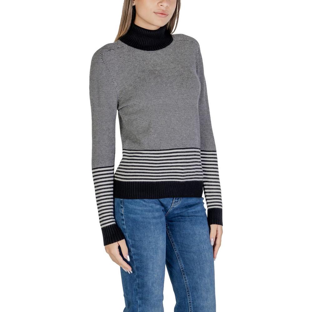 Sandro Ferrone Black And White Viscose Sweater Sandro Ferrone Dim Gray