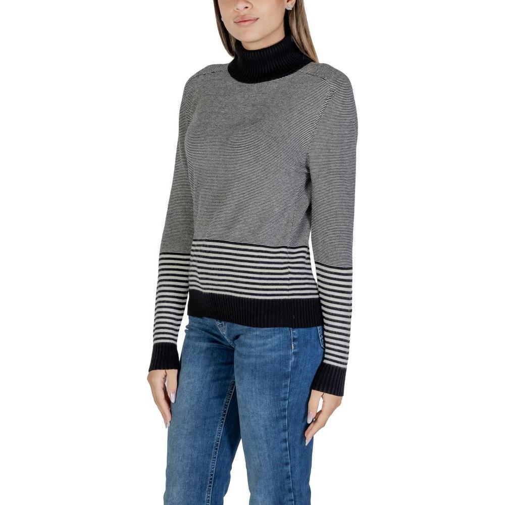 Sandro Ferrone Black And White Viscose Sweater Sandro Ferrone Dim Gray
