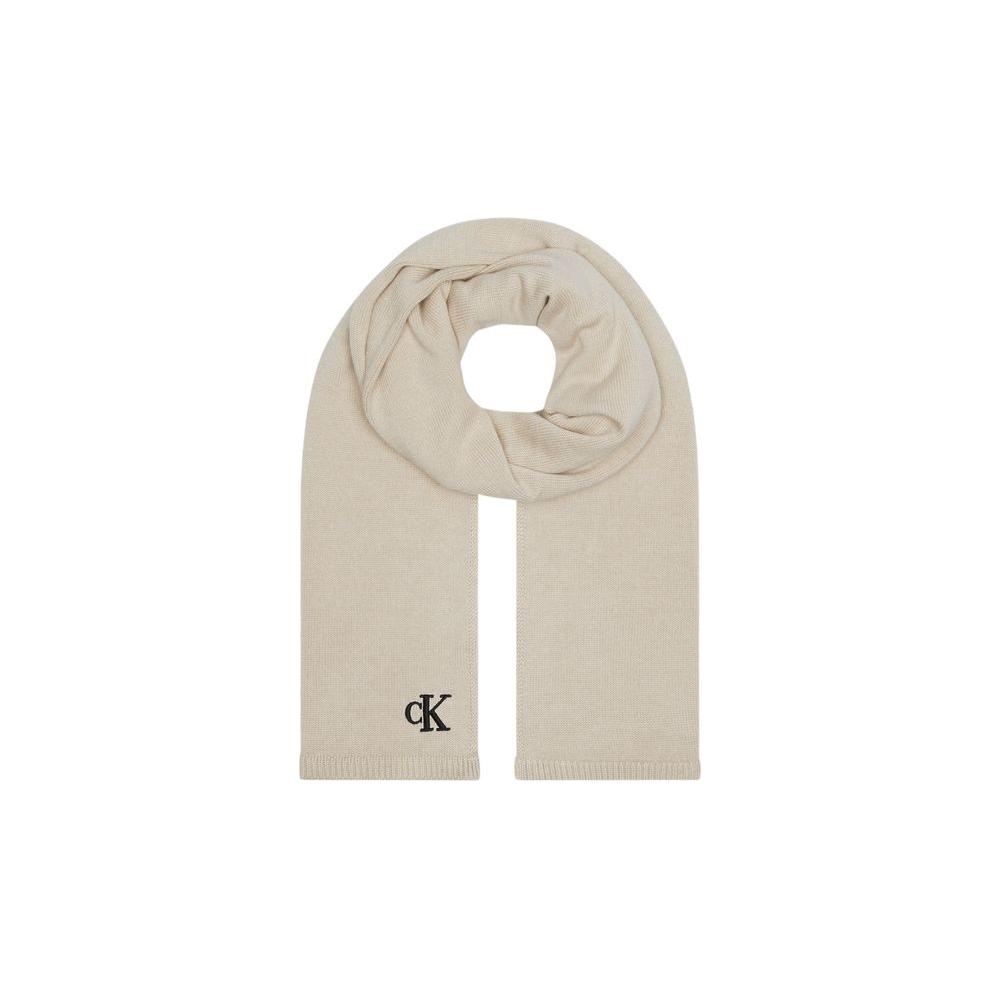 Calvin Klein Beige Cotton Scarf Calvin Klein Gray