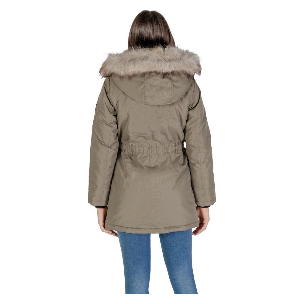 Only Green Polyester Jackets & Coat Only Slate Gray