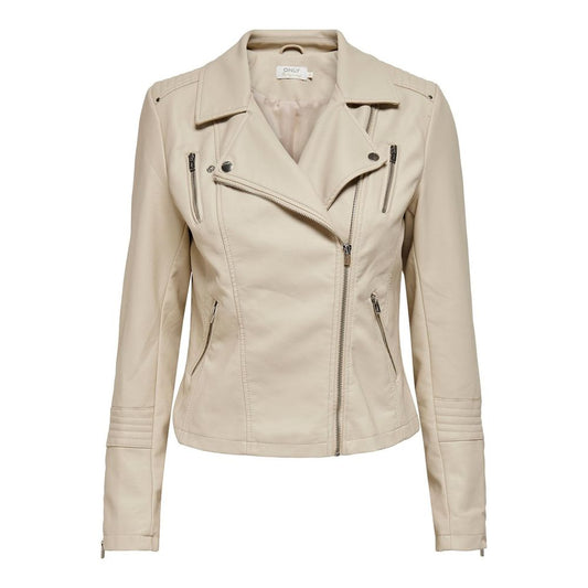 Only Beige Viscose Jackets & Coat Only