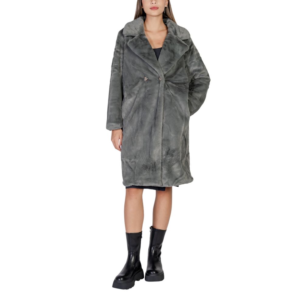 ICHI Black Polyester Coat