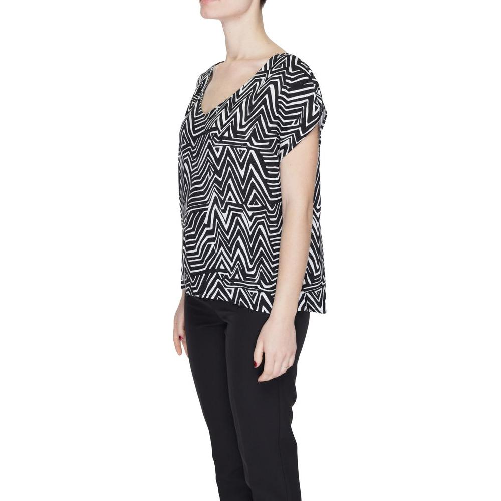 Jacqueline De Yong Black And White Viscose Tops & T-Shirt