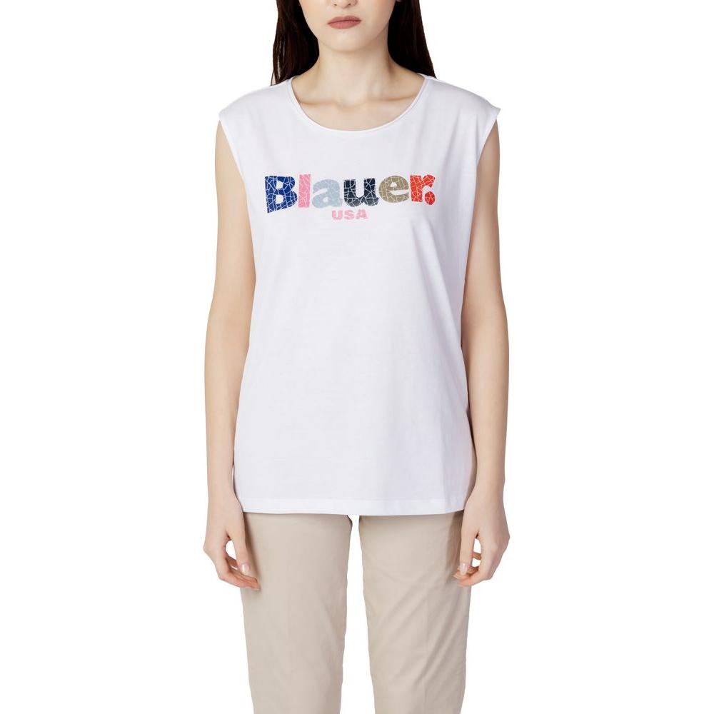 Blauer White Cotton Tops & T-Shirt Blauer Light Gray