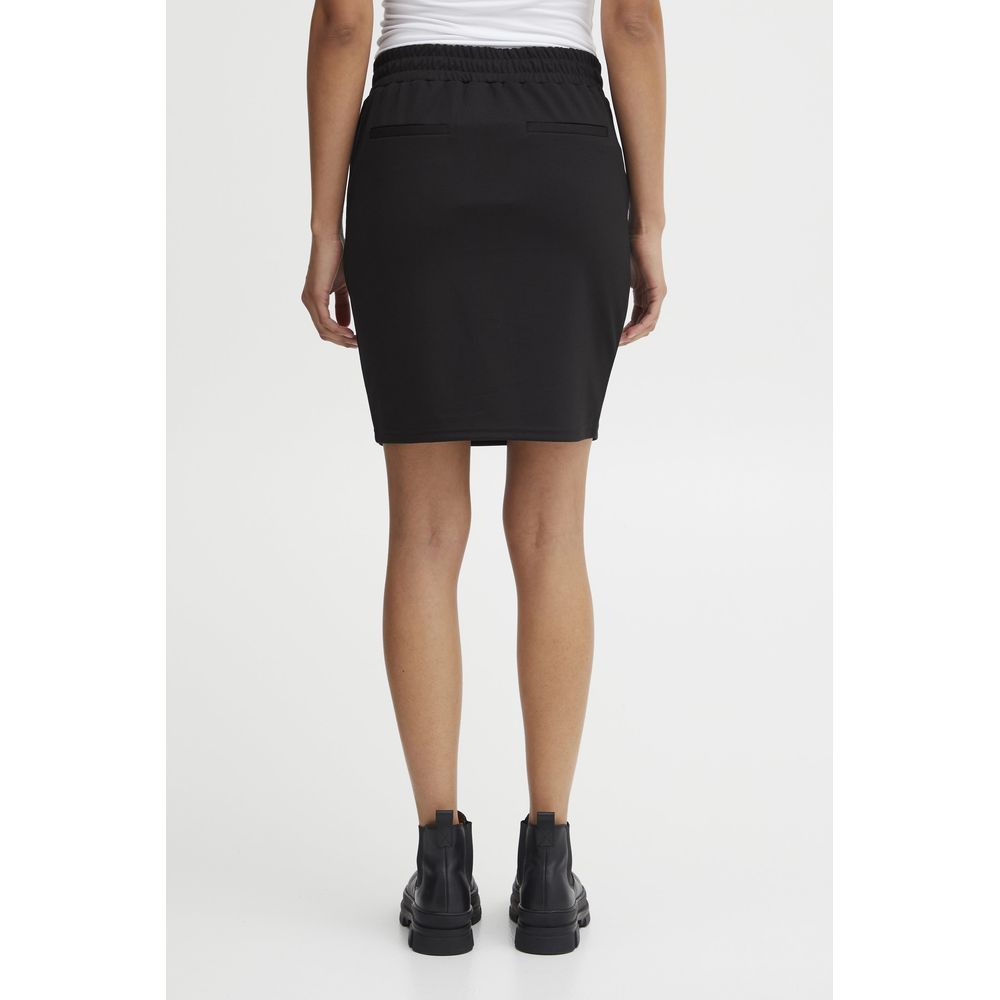ICHI Black Polyester Mini Skirt ICHI