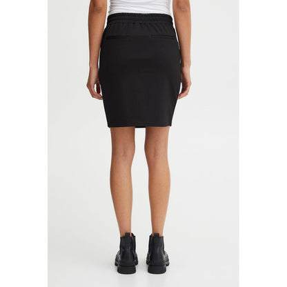 ICHI Black Polyester Mini Skirt ICHI