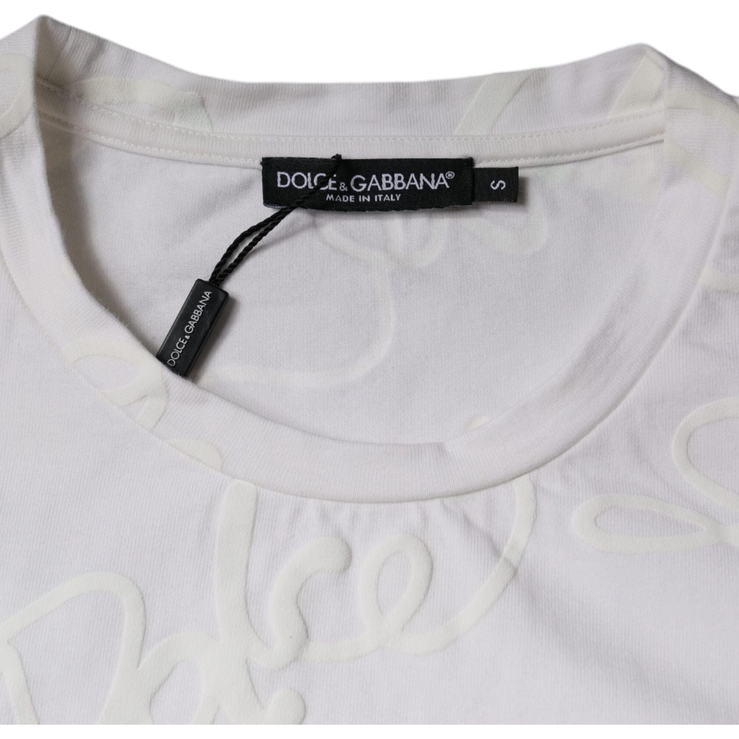 Dolce & Gabbana White Logo Print Cotton Crew Neck T-shirt