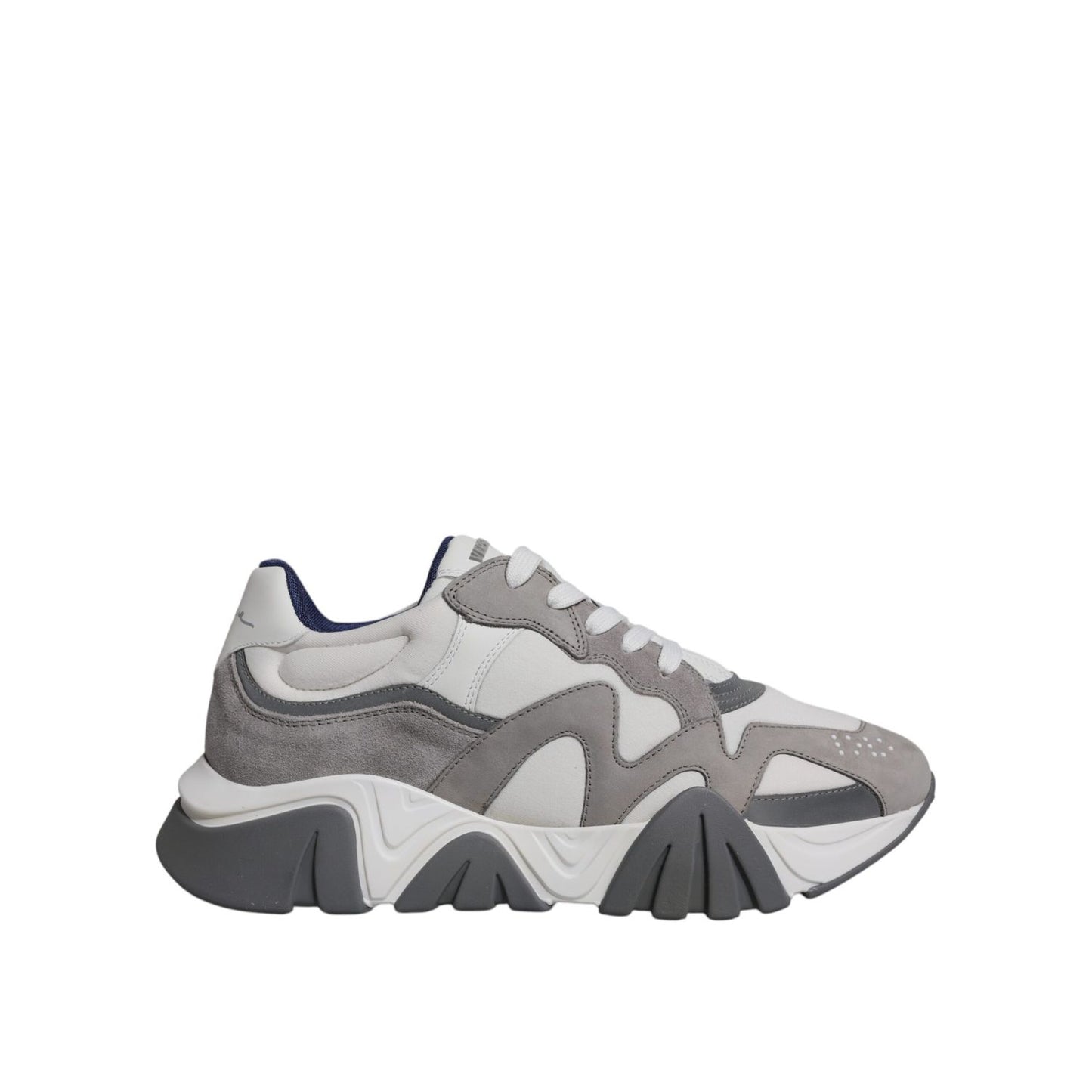 Versace Grey Leather Neoprene Chunky Low Top Squalo Sneakers Shoes