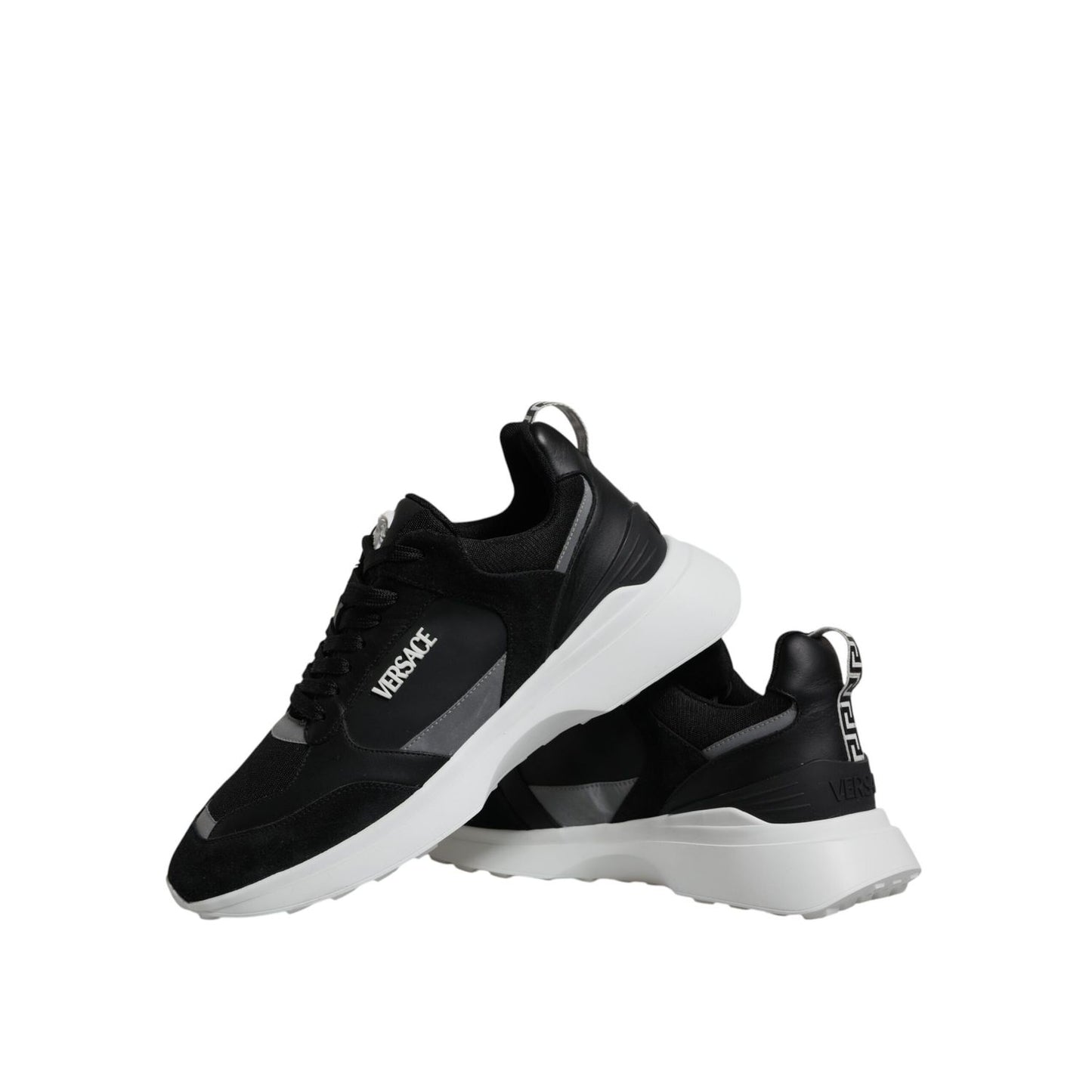 Versace Black Canvas Quad Fabric Medusa Low Top Sneaker Shoes Versace