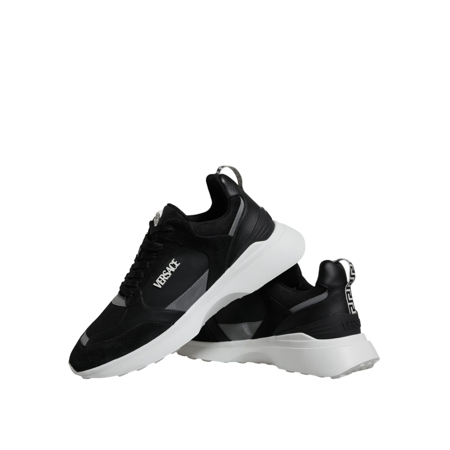 Versace Black Canvas Quad Fabric Medusa Low Top Sneaker Shoes