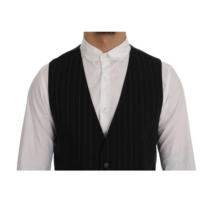 Dolce & Gabbana Black STAFF Cotton Striped Vest