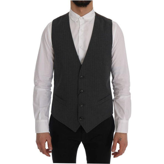 Dolce & Gabbana Gray STAFF Cotton Striped Vest Dolce & Gabbana