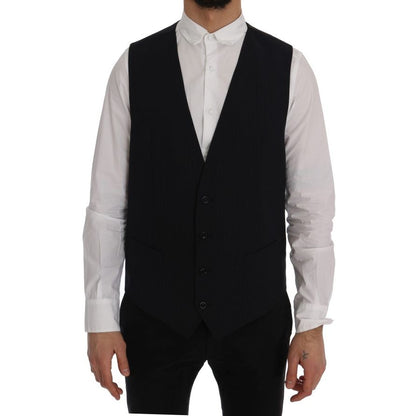 Dolce & Gabbana Black STAFF Wool Striped Vest